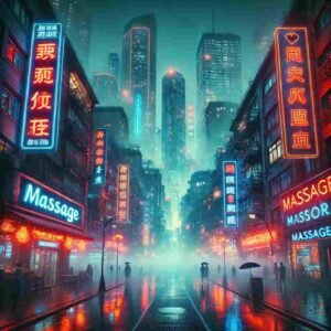 Cyberpunk City Neon Hanzi Massage Sign