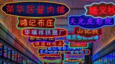 Cyberpunk City Neon Hanzi Massage Sign